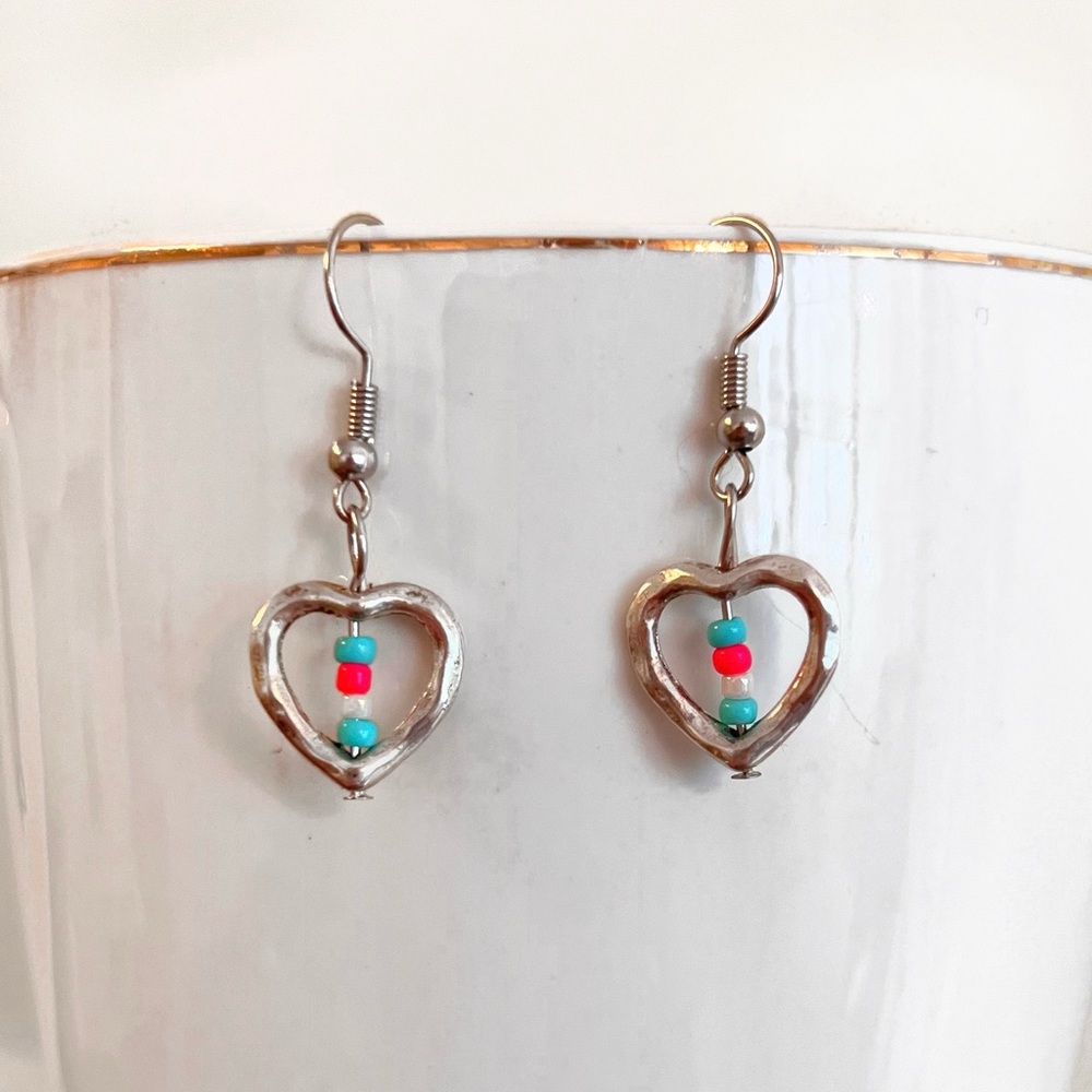 Beaded Heart Earrings
